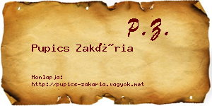 Pupics Zakária névjegykártya